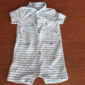 Little Me Baby Boy Blue Striped Romper
